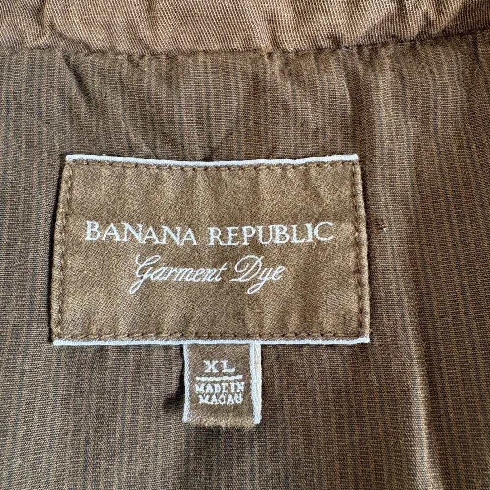 Banana Republic Garment Dye Brown Cotton Linen Utility Blazer Chore Coat Size XL